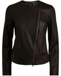 Collarless Leather Jackets for Women 