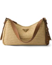 Prada - Large Crochet And Leather Aimée Shoulder Bag - Lyst