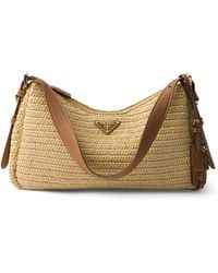 Prada - Large Crochet And Leather Aimée Shoulder Bag - Lyst