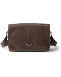 Prada - Medium Leather Flap Shoulder Bag - Lyst