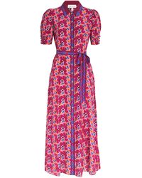 Saloni - Silk Floral Vanessa D Midi Dress - Lyst
