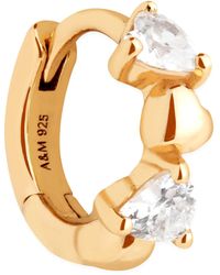 Astrid & Miyu - Plated Heart Cluster Single Hoop Earring - Lyst