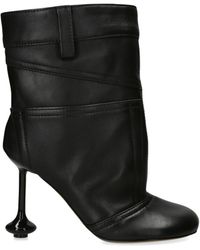 Loewe Flamenco Leather Wedge Ankle Boots in Black | Lyst