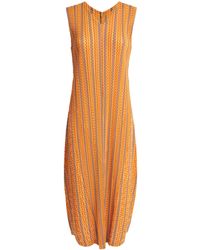 Pleats Please Issey Miyake - Cotton-Blend Zigzag Midi Dress - Lyst