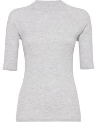 Brunello Cucinelli - Cashmere Sparkling Short-Sleeve Sweater - Lyst