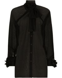 Dolce & Gabbana - Silk Flower-Detail Blouse - Lyst