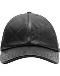Burberry - Lambskin Embossed-Check Baseball Cap - Lyst