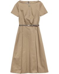 Prada - Cotton Belted Mini Dress - Lyst