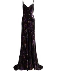 Ralph Lauren - Velvet Embellished Floral Evening Dress - Lyst