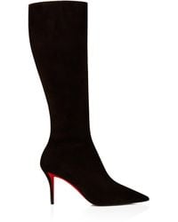 Christian Louboutin - Miss Z Botta Suede Knee-High Boots 80 - Lyst