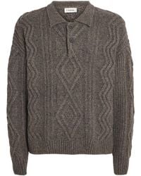 FRAME - Wool-Blend Cable-Knit Polo Sweater - Lyst