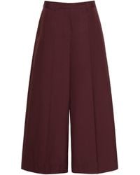 Max Mara - Cotton Poplin Wide-Leg Trousers - Lyst