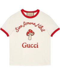 Gucci - Embroidered Cotton-jersey T-shirt - Lyst