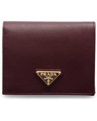 Prada - Small Saffiano Leather Bifold Wallet - Lyst