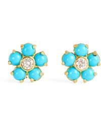 Jennifer Meyer - Diamond And Flower Stud Earrings - Lyst