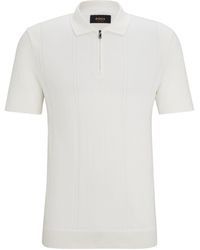 BOSS - Cotton-silk Zip-up Polo Shirt - Lyst