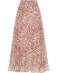 Brunello Cucinelli - Silk Printed Midi Skirt - Lyst