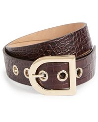 Max Mara Croc-embossed Bina Belt - Brown