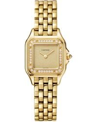 Cartier - Small Yellow Gold And Diamond Panthère De Watch 22mm - Lyst