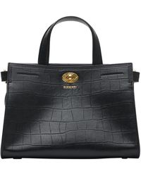 Burberry - Mini Leather Croc-Embossed Cotswolds Tote Bag - Lyst