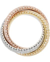 Cartier - Large White, Yellow, Rose Gold And Diamond Trinity Ring - Lyst