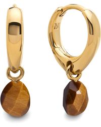 Monica Vinader - Vermeil And Tiger's Eye Nura Huggie Earrings - Lyst