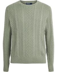 Polo Ralph Lauren - Cotton-Linen Aran-Knit Sweater - Lyst