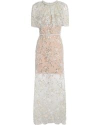 Self-Portrait - Crystal-Embellished Cape Maxi Dress - Lyst
