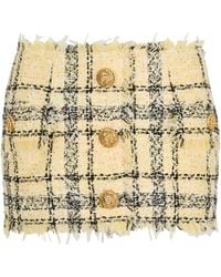 Balmain - Tweed Sequinned Check Mini Skirt - Lyst