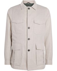 N.Peal Cashmere - Linen-Cotton Herringbone Safari Jacket - Lyst