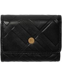 Burberry - Small Leather Embossed Check Wallet - Lyst