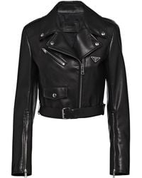 Prada - Nappa Leather Biker Jacket - Lyst