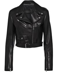 Prada - Nappa Leather Biker Jacket - Lyst