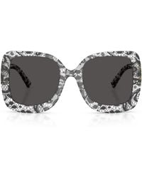 Dolce & Gabbana - Lace Print Square Sunglasses - Lyst