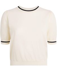 FRAME - Cotton-Blend Short-Sleeve Sweater - Lyst