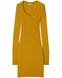 Burberry - Wool Rib-knit Midi Dress - Lyst