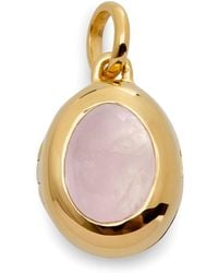 Monica Vinader - Vermeil And Rose Quartz October Birthstone Locket - Lyst