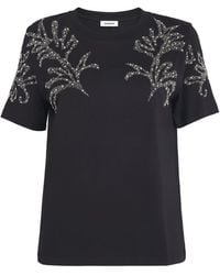 Sandro - Cotton Bead-Embellished T-Shirt - Lyst