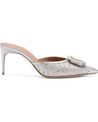 Malone Souliers - Metallic Raffia Mona Heeled Mules 70 - Lyst