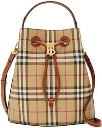 Burberry - Small Check Monogram Bucket Bag - Lyst