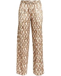 Kiton - Silk Patterned Wide-leg Trousers - Lyst