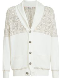 Brunello Cucinelli - Jacquard Shawl-Collar Cardigan - Lyst