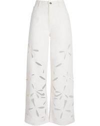 Sandro - Embroidered Cut-Out Wide-Leg Jeans - Lyst