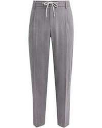 Eleventy - Wool-Blend Stripe Drawstring Trousers - Lyst