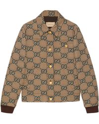 Gucci - Monogram-pattern Collar Wool Jacket - Lyst