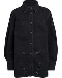 Ganni - Broderie Anglaise Denim Jacket - Lyst