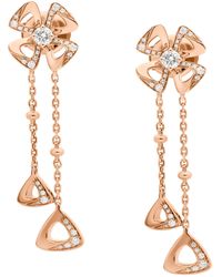 BVLGARI - Rose Gold And Diamond Fiorever Drop Earrings - Lyst