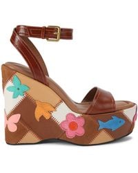 Kurt Geiger - Leather Patchwork Platform Sandals 130 - Lyst