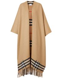Burberry - Wool-cashmere Check Cape - Lyst
