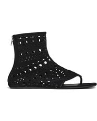 Alaïa - Suede Vienne Thong High-Top Sandals - Lyst